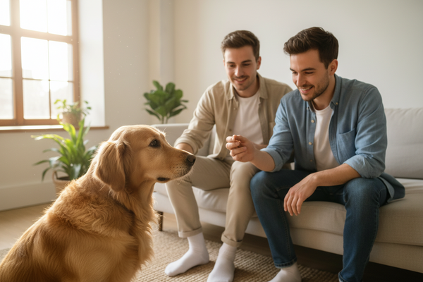 Hund schaut aufmerksam zu seinem Menschen – ruhige Kommunikation und Verständnis fördern Orientierung und Lernen im Alltag