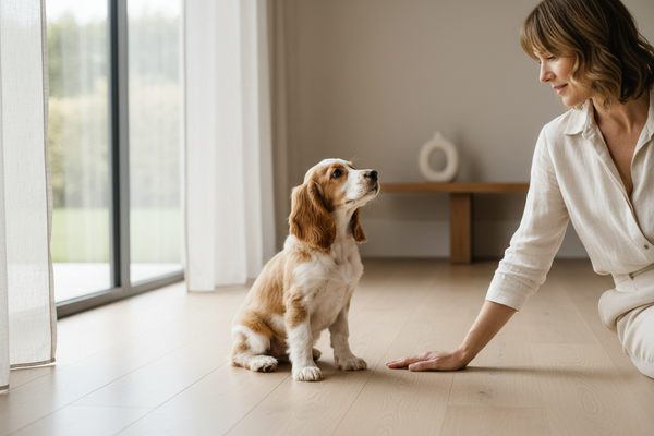 Hund orientiert sich ruhig an seinem Menschen – klare und ruhige Kommunikation schafft Orientierung im Alltag und Training