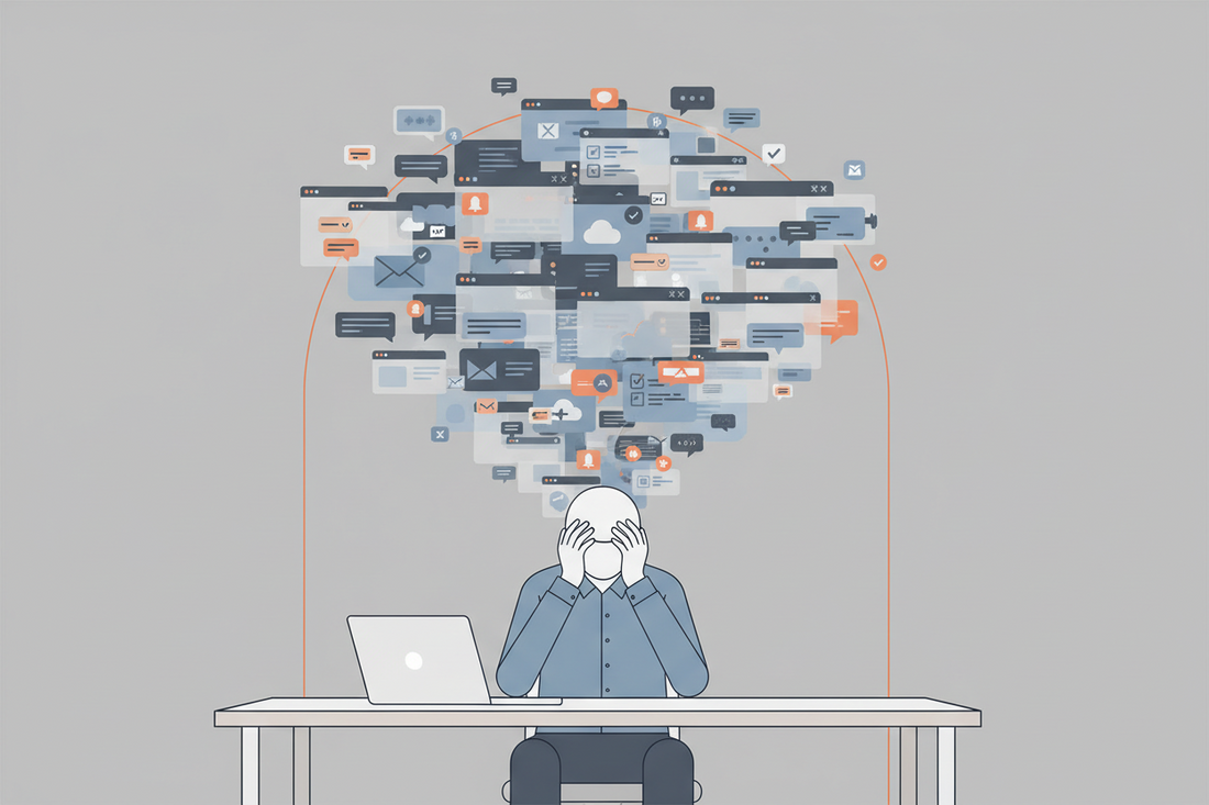 Digitale Überforderung im Arbeitsalltag durch zu viele Tools und Benachrichtigungen